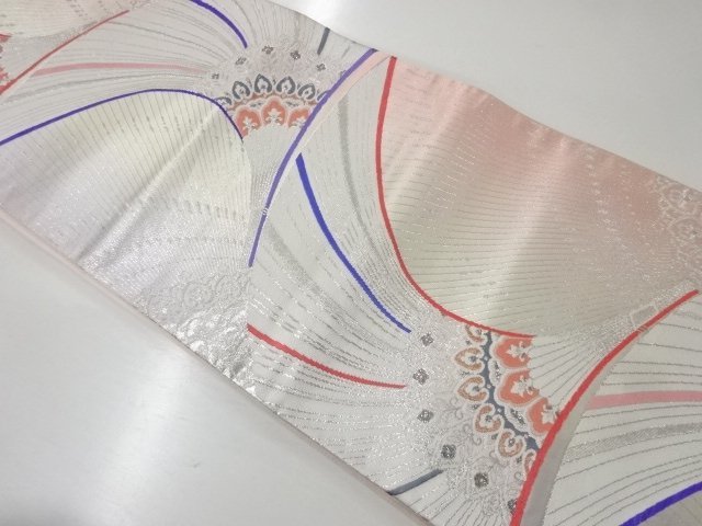 JAPANESE KIMONO / FLOWER FAN PATTERN WOVEN FUKURO OBI